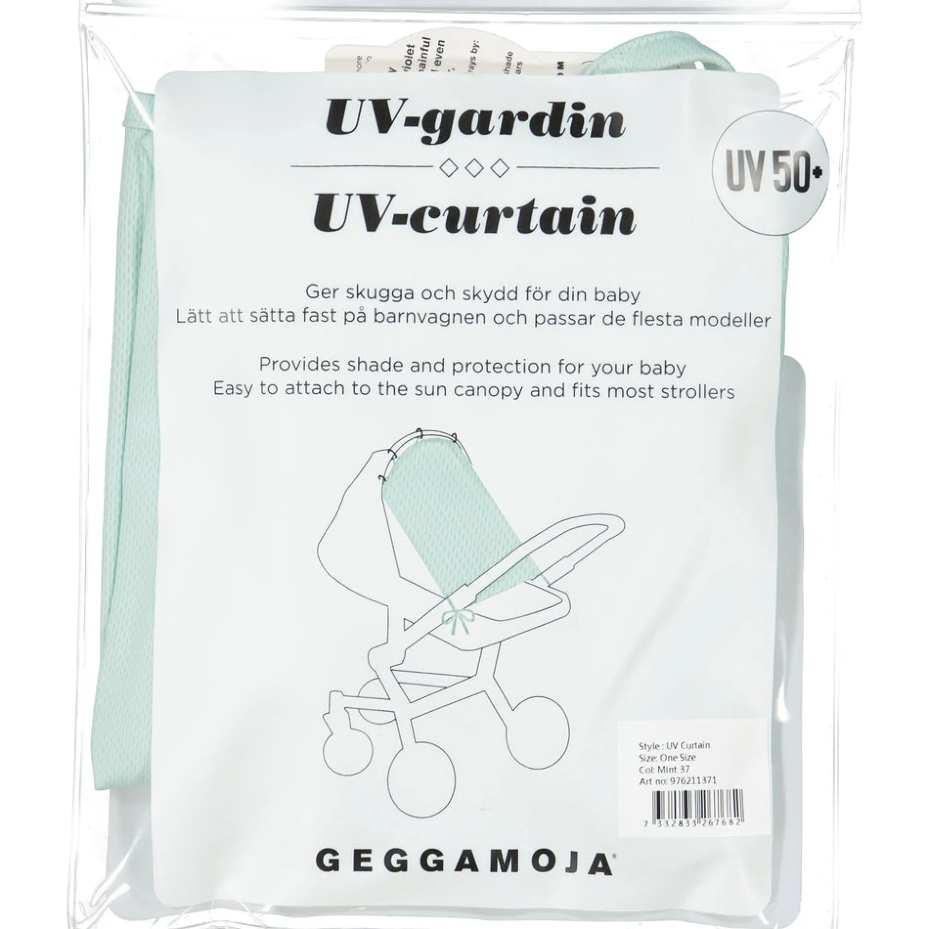 Barnvagnsgardin UV 50+ Mint