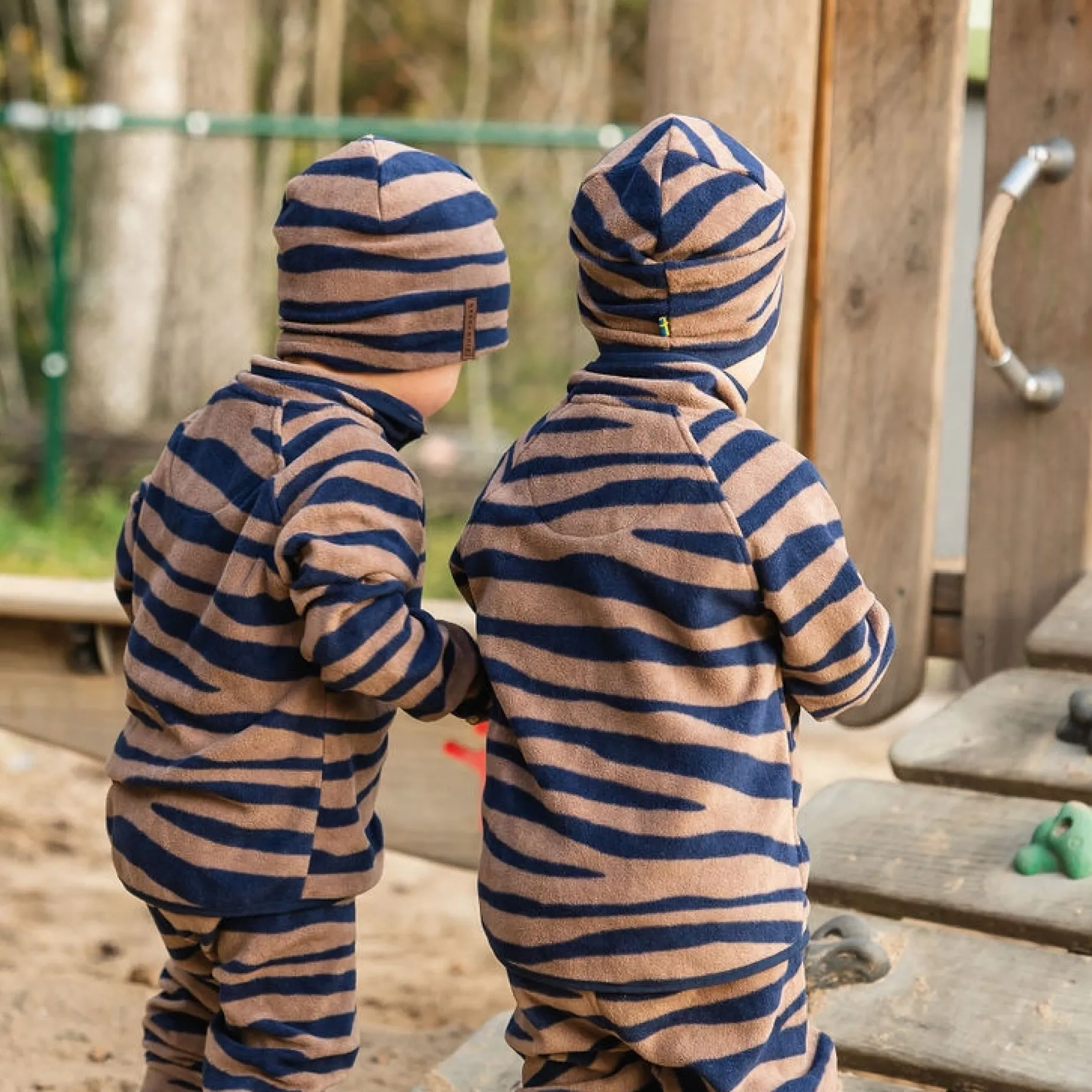Fleecemössa Zebra Blå/Brun