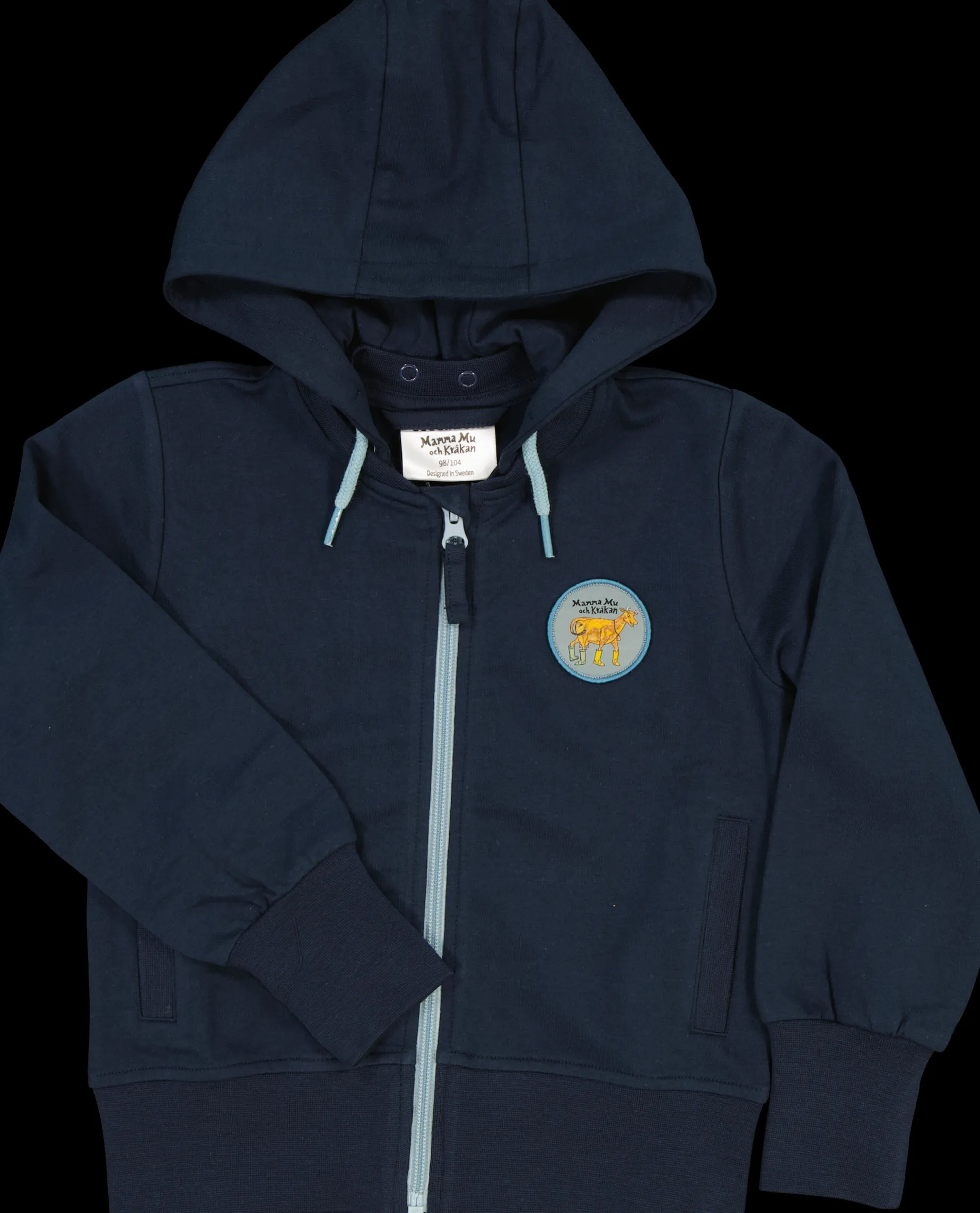 Hoodie Mamma Mu och Kråkan Blå Patch