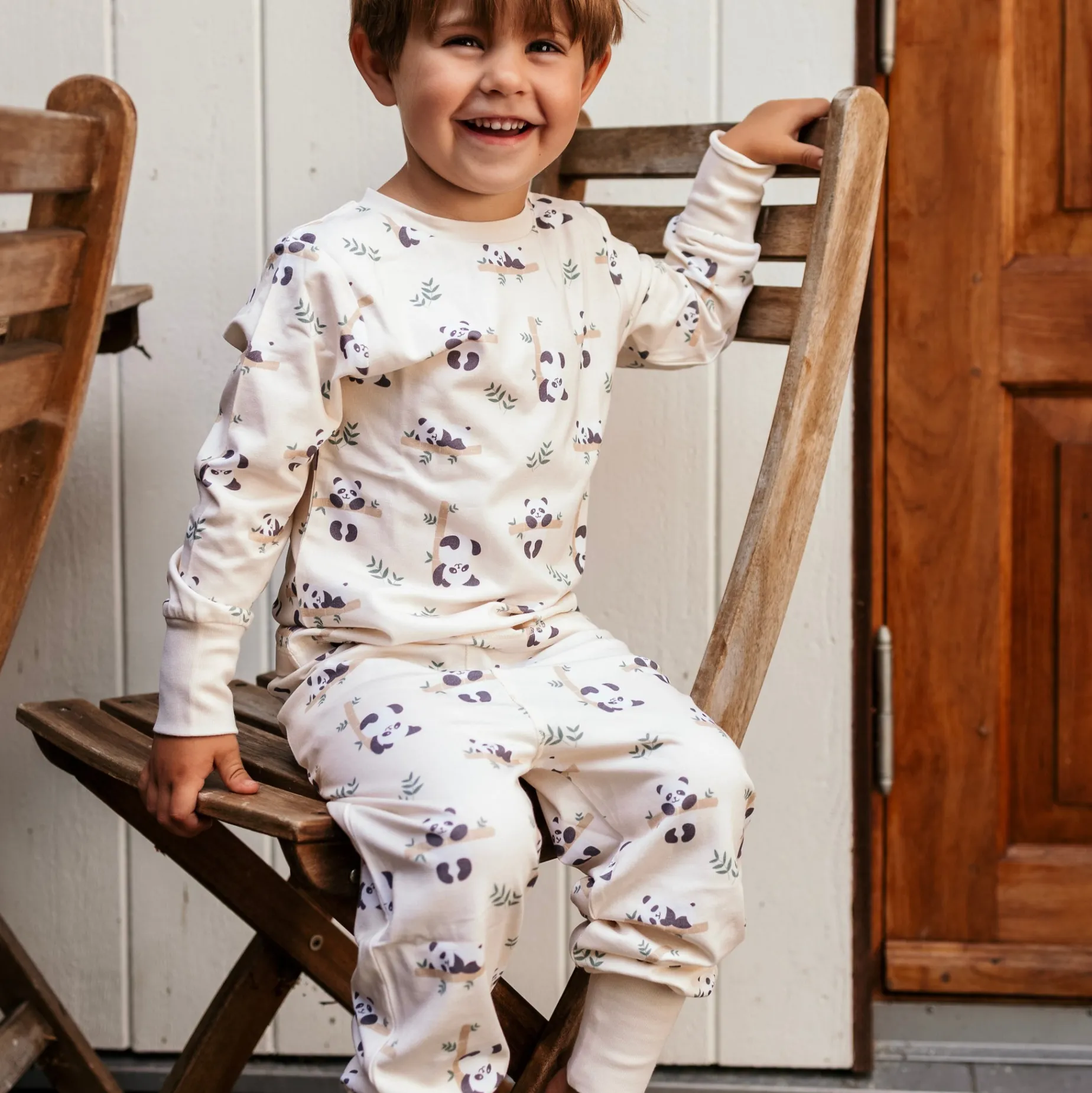 Pyjamas tvådelad Bambu Panda Beige