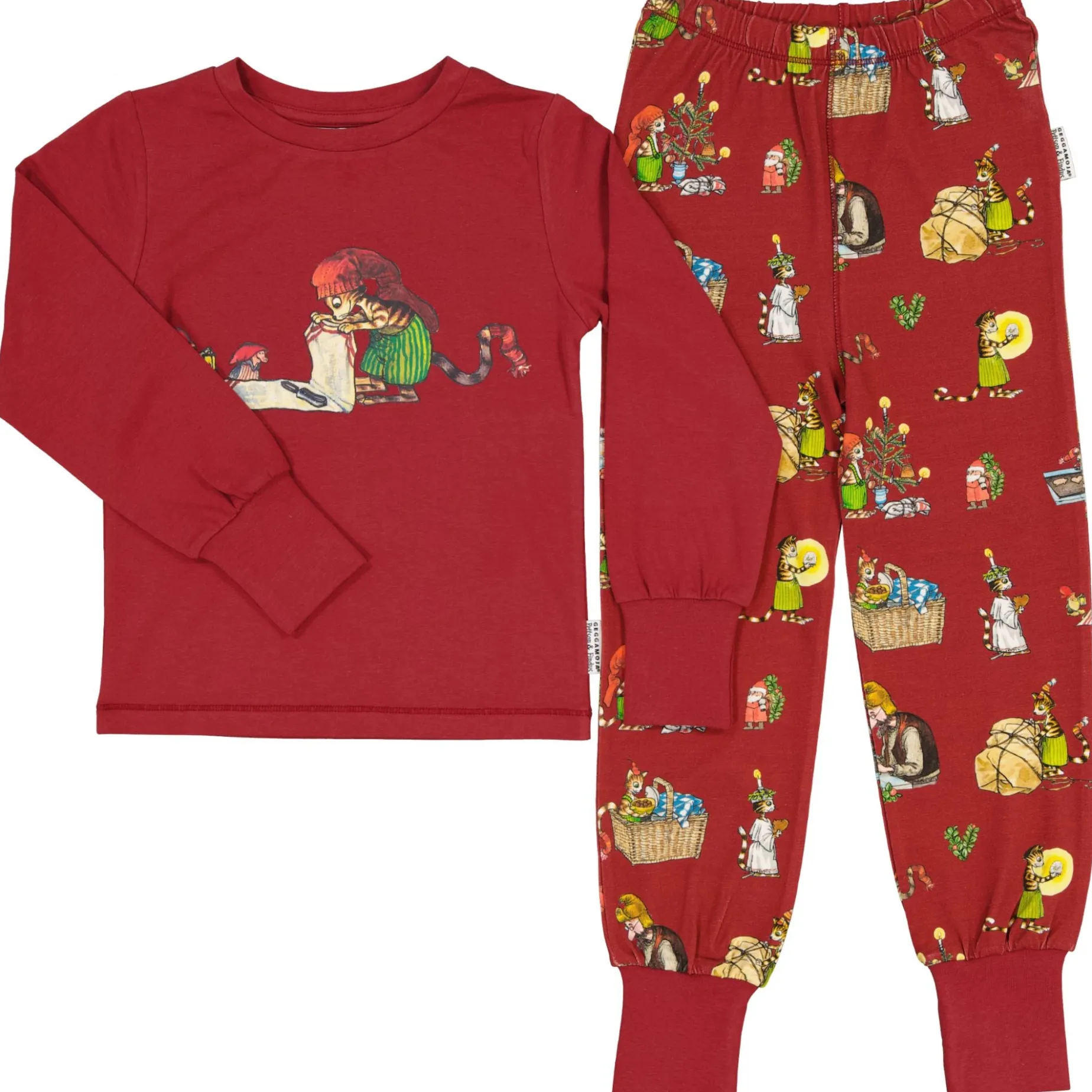 Pyjamas tvådelad Pettson och Findus Röd - Julpyjamas