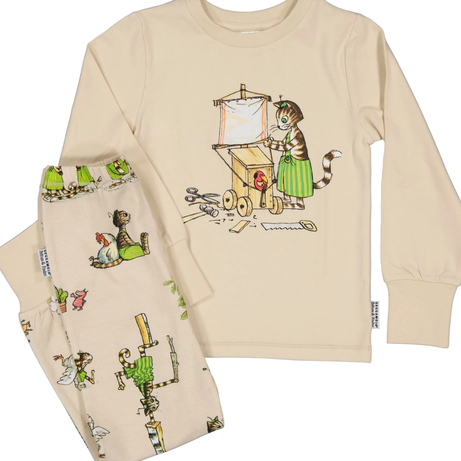 Pyjamas tvådelad Pettson och Findus Beige