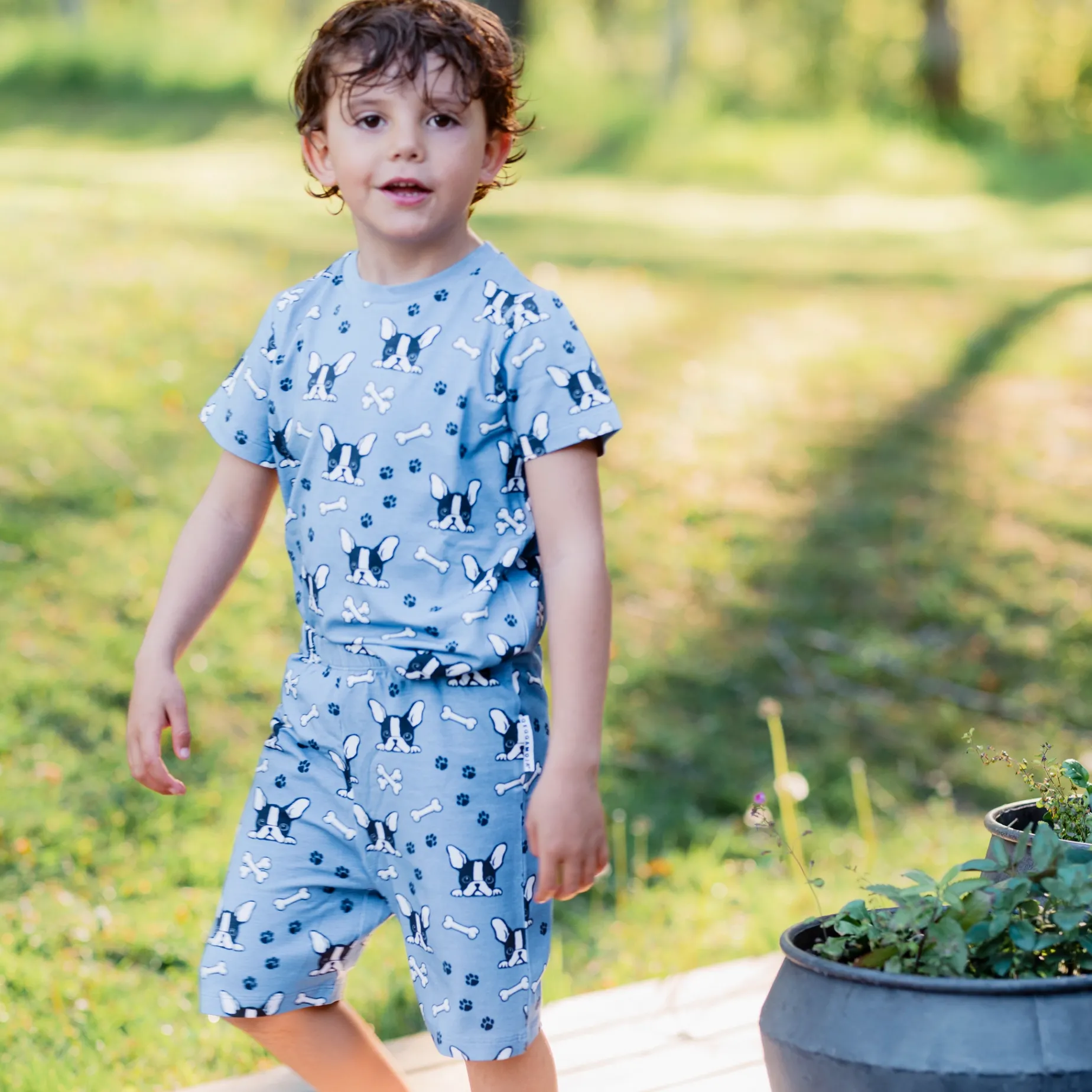 Pyjamas-set Bambu Bulldog Blå
