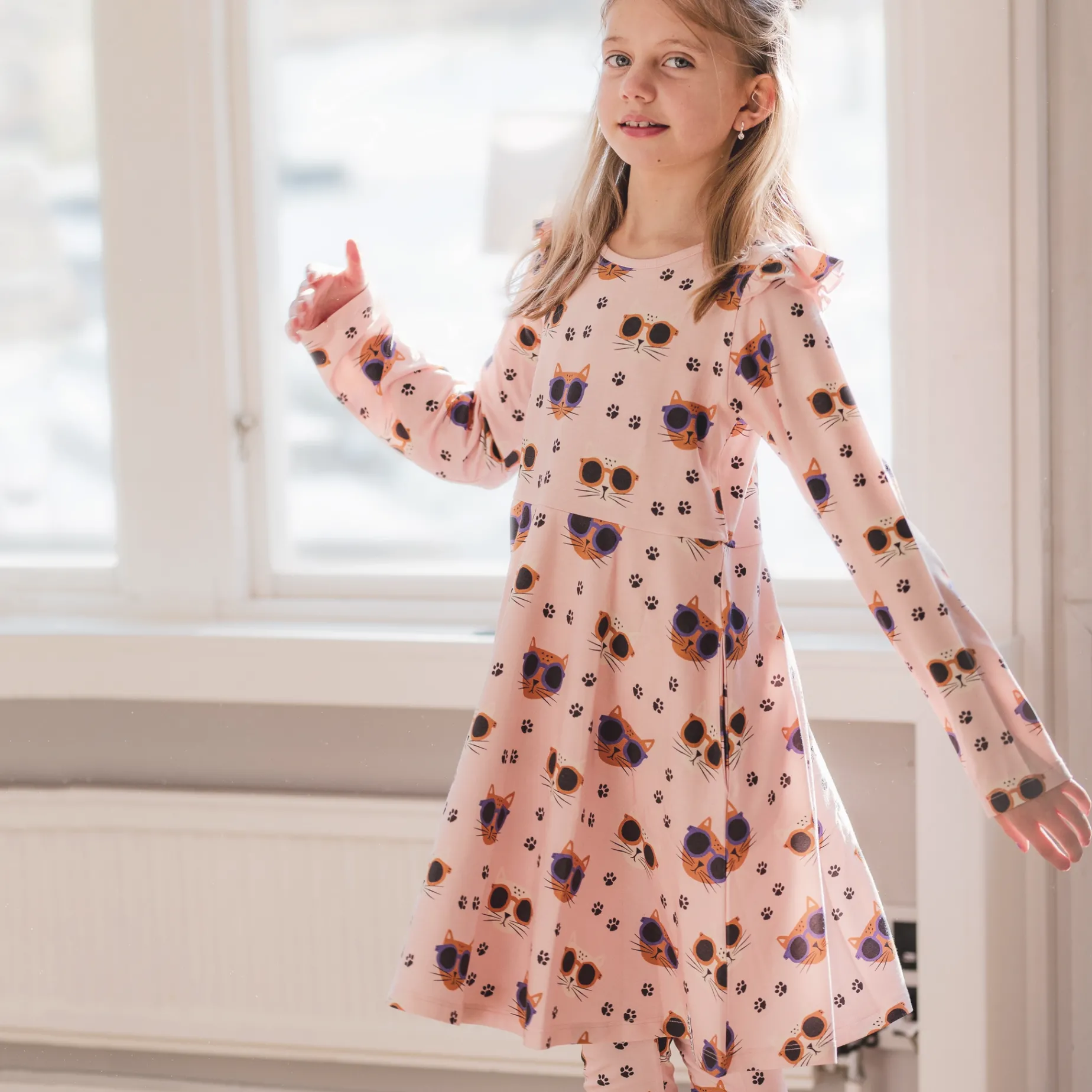 Snurrklänning Bambu Cool Cats Rosa