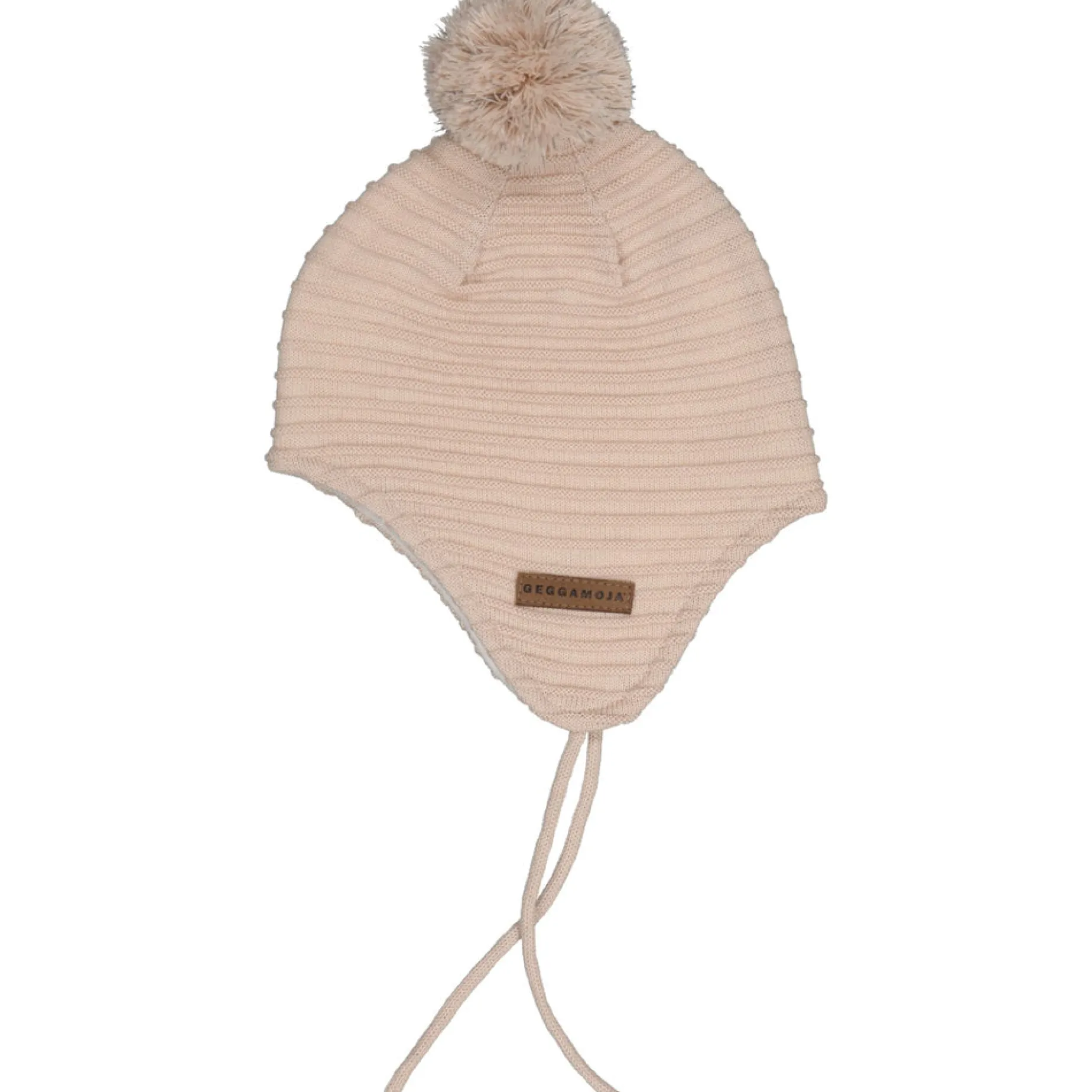 Stickad hjälmmössa Beige