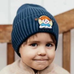 Stickad Mössa Pippi Långstrump Marinblå