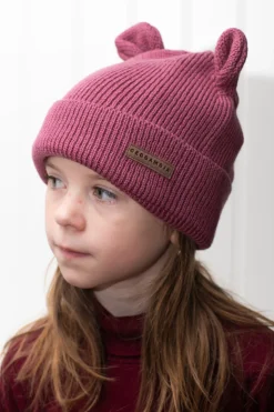 Stickad mössa Öron Rose