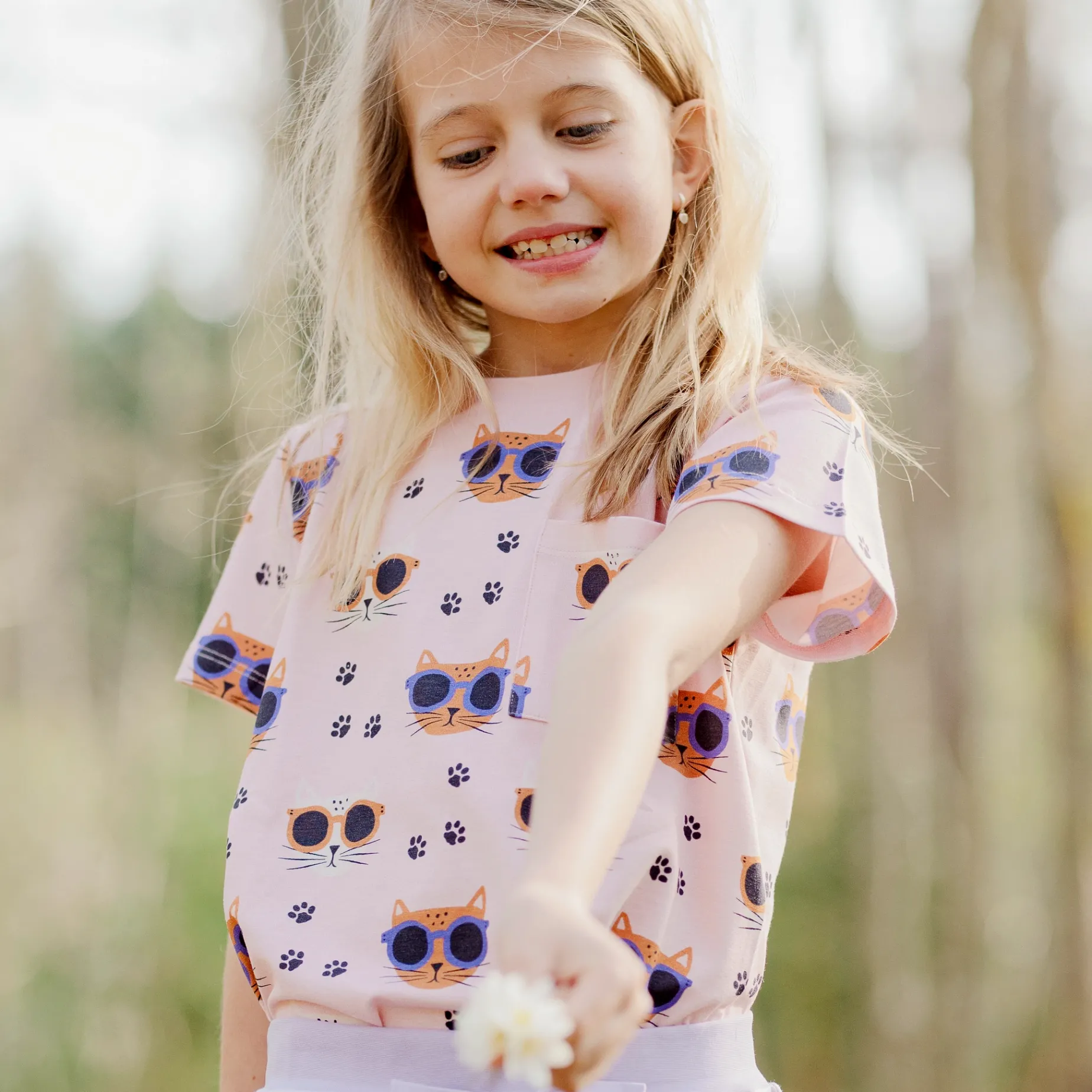 T-shirt Bambu Cool Cats Rosa