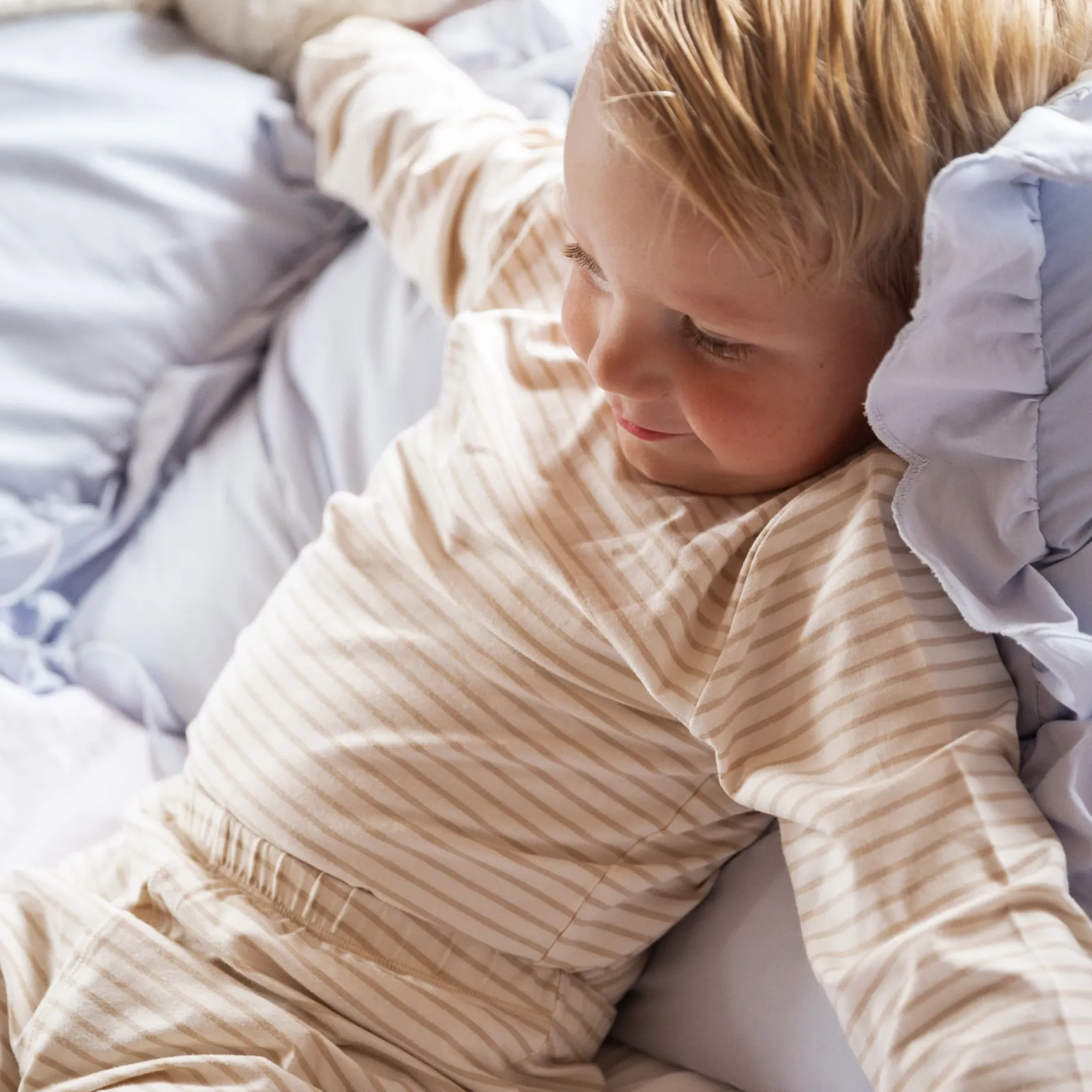 Tvådelad Pyjamas Bambu Classic Vit/Beige