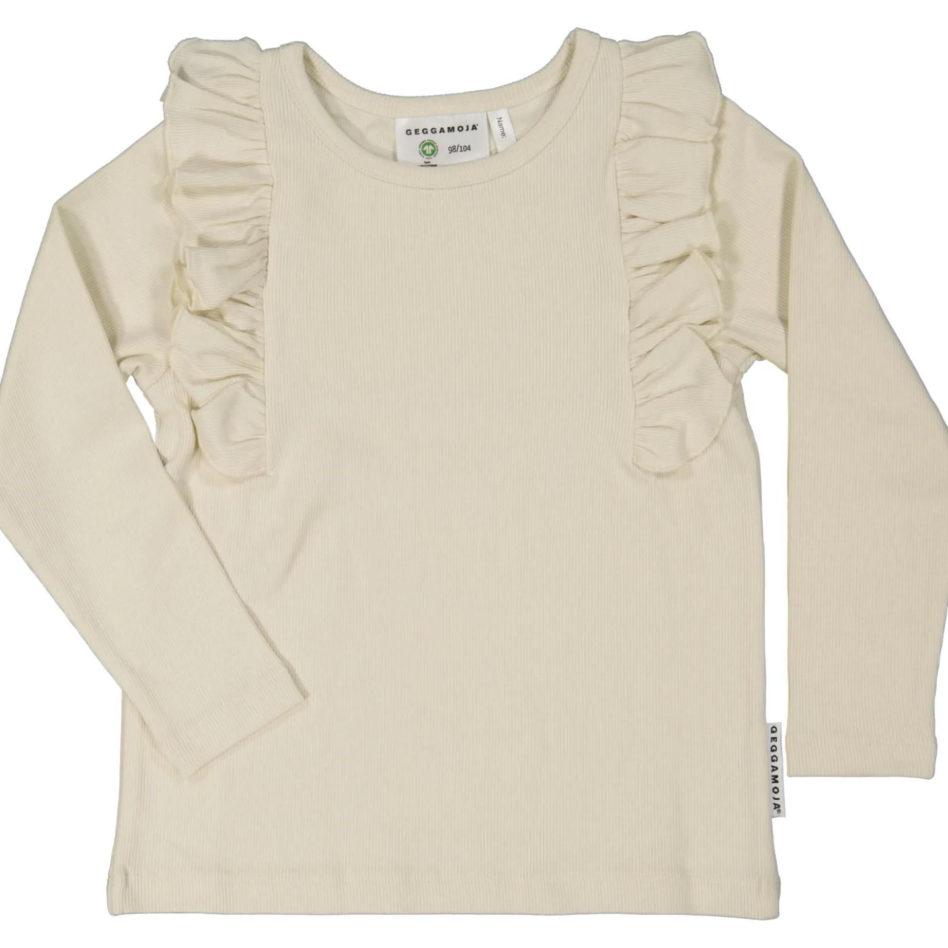 Volangtröja bomullsribb Beige
